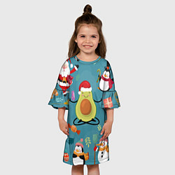Платье клеш для девочки Новогодний авокадо, цвет: 3D-принт — фото 2
