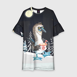 Платье клеш для девочки Новогодняя птица, цвет: 3D-принт