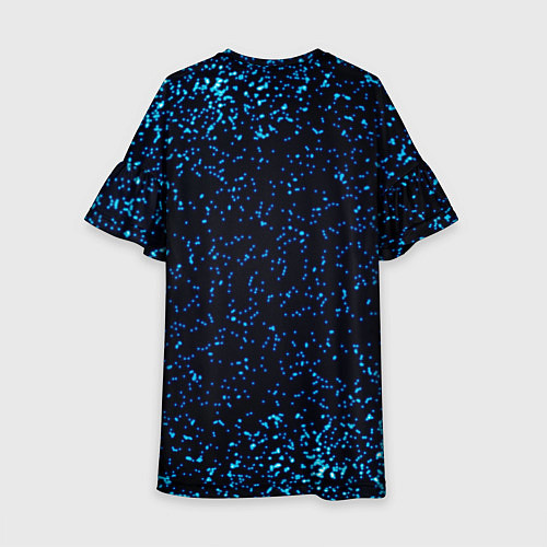 Детское платье Неоновый синий блеск на черном фоне / 3D-принт – фото 2