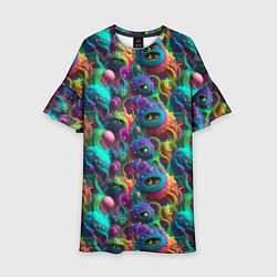 Платье клеш для девочки Паттерн Морские Монстры, цвет: 3D-принт