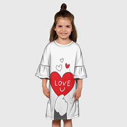 Платье клеш для девочки Любовь - сердце - лапка кота, цвет: 3D-принт — фото 2