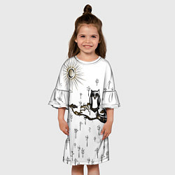 Платье клеш для девочки Сова в снежном лесу, цвет: 3D-принт — фото 2