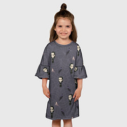 Платье клеш для девочки Уэнсдей, Вещь и вороны - паттерн, цвет: 3D-принт — фото 2