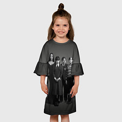 Платье клеш для девочки Аддамс, семейный портрет, цвет: 3D-принт — фото 2