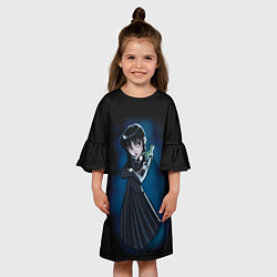 Платье клеш для девочки Рисунок Уэнсдэй с рукой, цвет: 3D-принт — фото 2