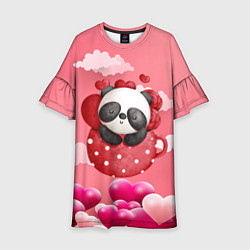 Детское платье Панда с сердечками в чашке