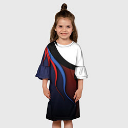 Платье клеш для девочки Синие, красные и белые разводы, цвет: 3D-принт — фото 2