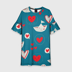 Платье клеш для девочки Корабль любви, цвет: 3D-принт