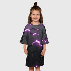 Платье клеш для девочки Абстрактные шестиугольники, цвет: 3D-принт — фото 2