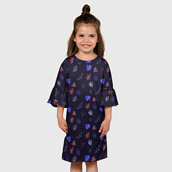 Платье клеш для девочки Паттерн с сердечками и цветами, цвет: 3D-принт — фото 2