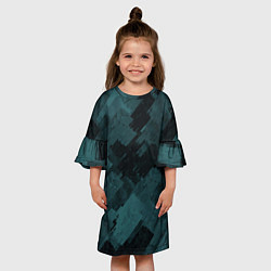 Платье клеш для девочки Полосы синие и чёрные, цвет: 3D-принт — фото 2