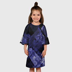 Платье клеш для девочки Синие, чёрные и белые полоски, цвет: 3D-принт — фото 2
