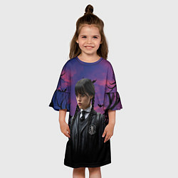Платье клеш для девочки Wednesday Addams, цвет: 3D-принт — фото 2