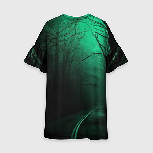 Детское платье Уэнсдэй зеленый лес / 3D-принт – фото 2