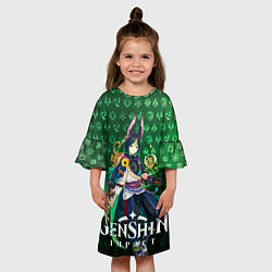Платье клеш для девочки Тигнари элементали, цвет: 3D-принт — фото 2