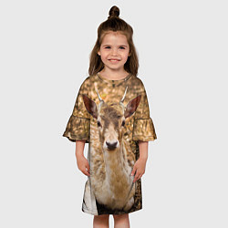 Платье клеш для девочки Хороший олень, цвет: 3D-принт — фото 2