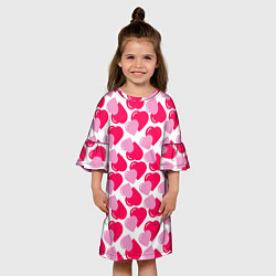 Платье клеш для девочки Двойные сердечки - паттерн, цвет: 3D-принт — фото 2