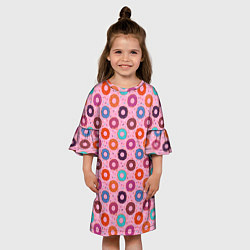 Платье клеш для девочки Вкусные пончики, цвет: 3D-принт — фото 2