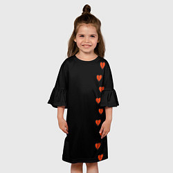Платье клеш для девочки Дорожка разбитых сердец - темный, цвет: 3D-принт — фото 2