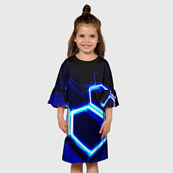 Платье клеш для девочки Neon abstraction plates storm, цвет: 3D-принт — фото 2