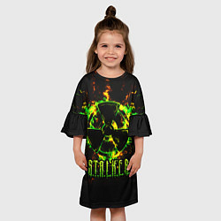 Платье клеш для девочки S T A L K E R yellow-green fire, цвет: 3D-принт — фото 2