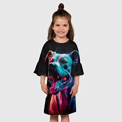 Платье клеш для девочки Неоновый стаффордширский терьер, цвет: 3D-принт — фото 2