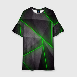 Платье клеш для девочки Stripes Abstract green, цвет: 3D-принт
