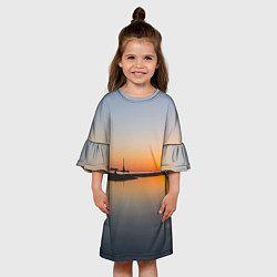 Платье клеш для девочки Санкт-Петербург, закат на Финском заливе, цвет: 3D-принт — фото 2