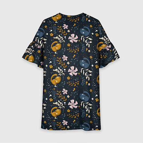 Детское платье Растительный паттерн с котиками / 3D-принт – фото 2