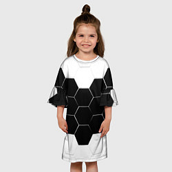 Платье клеш для девочки Абстракция текстура соты, цвет: 3D-принт — фото 2