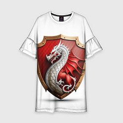 Платье клеш для девочки Щит с драконом, цвет: 3D-принт