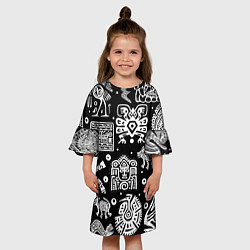 Платье клеш для девочки Знаки племени Майя, цвет: 3D-принт — фото 2