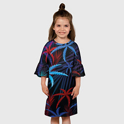 Платье клеш для девочки Листья пальмы, цвет: 3D-принт — фото 2
