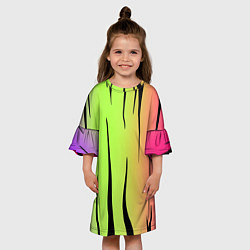 Платье клеш для девочки Звериный принт радуга, цвет: 3D-принт — фото 2