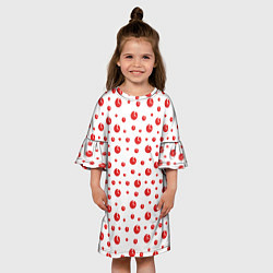 Платье клеш для девочки Узор из красных шариков на белом фоне, цвет: 3D-принт — фото 2