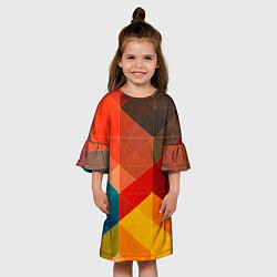 Платье клеш для девочки Абстрактная геометрия мозаика, цвет: 3D-принт — фото 2