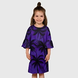 Платье клеш для девочки Пальмы в ночи, цвет: 3D-принт — фото 2