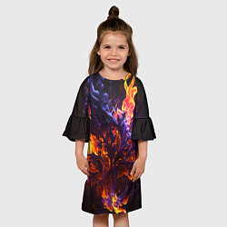 Платье клеш для девочки Текстура огня, цвет: 3D-принт — фото 2