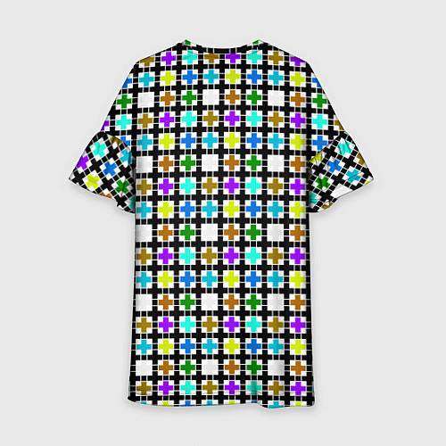 Детское платье Геометрический узор в клетку разноцветный / 3D-принт – фото 2