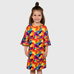 Платье клеш для девочки Абстрактный узор из разноцветных окружностей, цвет: 3D-принт — фото 2