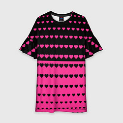 Детское платье Черные и розовые сердца узор