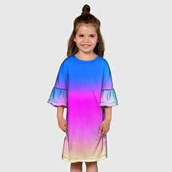 Платье клеш для девочки Неоновые краски космоса, цвет: 3D-принт — фото 2