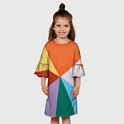 Платье клеш для девочки Разноцветные пересекающиеся треугольники, цвет: 3D-принт — фото 2