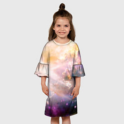 Платье клеш для девочки Аморфное абстрактное космическое красочное небо, цвет: 3D-принт — фото 2