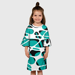 Платье клеш для девочки Абстрактный узор из сетчатых прожилок, цвет: 3D-принт — фото 2
