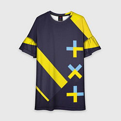 Платье клеш для девочки TXT yellow geometry, цвет: 3D-принт