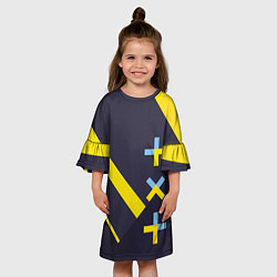 Платье клеш для девочки TXT yellow geometry, цвет: 3D-принт — фото 2