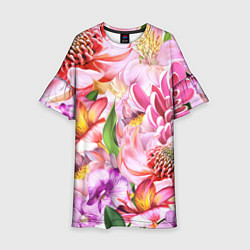 Платье клеш для девочки Цветочный рай, цвет: 3D-принт