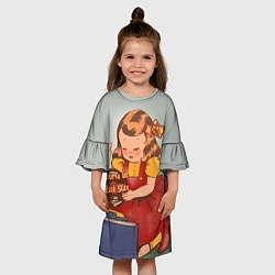 Платье клеш для девочки Девочка с виниловой пластинкой - рождена быть звез, цвет: 3D-принт — фото 2
