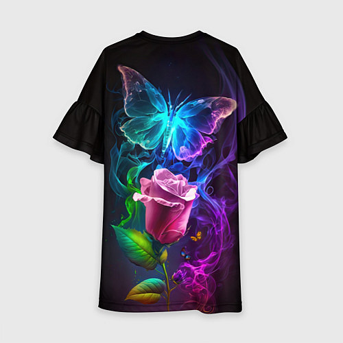Детское платье Неоновая бабочка с цветком / 3D-принт – фото 2